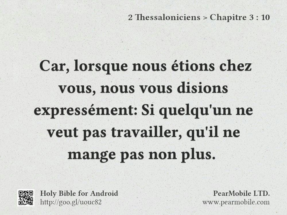 2 Thessaloniciens, Chapitre 3:10